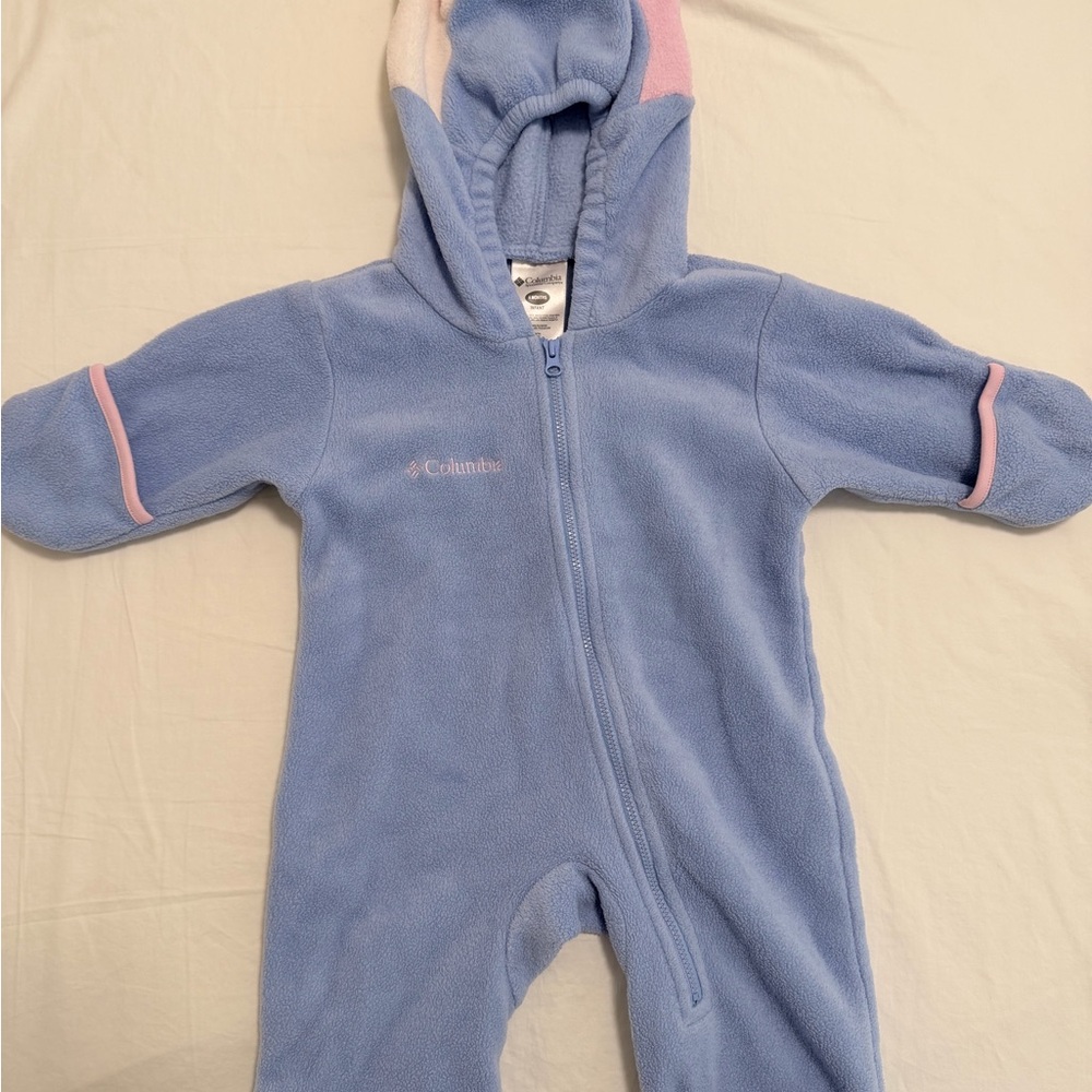 Columbia Baby Blue Fleece One-Piece Hooded Coverall